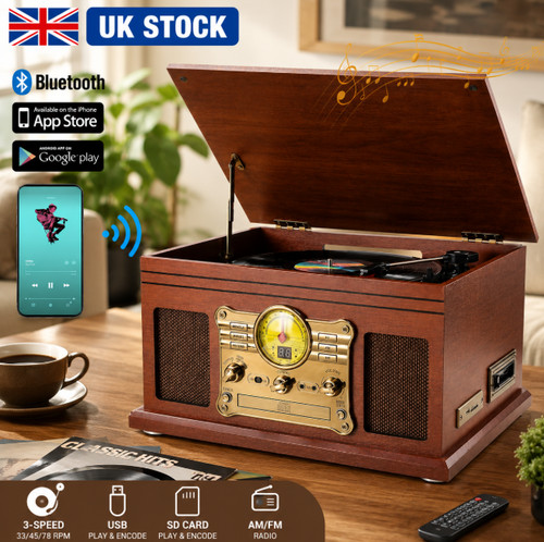 Vinyl record player with - record,