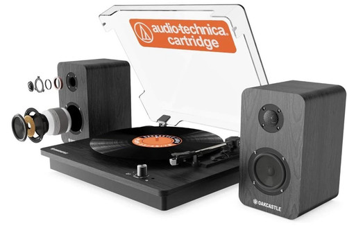 Vinyl record player with - record,